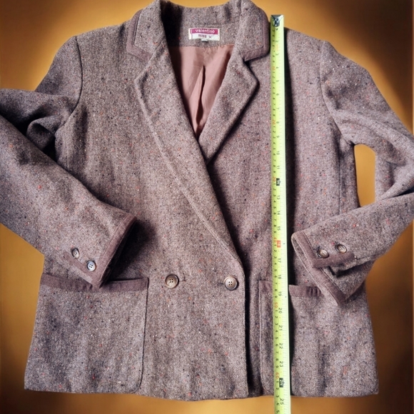 Valentino Miss V. Vintage Made In Italy 100% Wool Lined Tweed Blazer Jacket - Picture 10 of 10